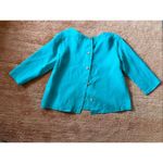 Nicole Miller  New York 100% Linen Turquoise Button Back Top Women’s M Photo 4