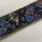 Black and Gold with multicolored glitter floral print Women's Belt size small Photo 5