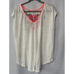 Sundance Women’s  Colored Floral Embroidered White Backless Sheer T-Shirt Sz XL Photo 2