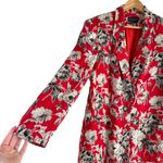 Herman Geist Vintage 80s Attaché by Herman Geist Linen Red Floral Blazer Jacket, Size 8 Photo 6