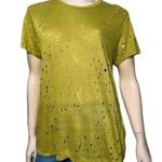 IRO Jeans Women’s Size S Grass Green Linen Distressed Short Sleeve Tee T-Shirt Photo 1