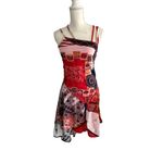 SAVE THE QUEEN! Asymmetrical Denim Red Logo Dress Size US 4 Photo 2