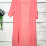 Coral Pink Chiffon Long Duster Kimono Cardigan Size 1XL Photo 0