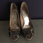 Badgley Mischka Women’s Stella Black Lace Embellished Heels Open Toe size 6 EUC Photo 1