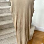 Lauren Manoogian Tan Ribbed Short Sleeve Column Lettuce Hem Tunic Dress Size L Photo 4