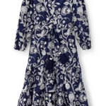 Soft Surroundings  Tilda Midi Dress Navy White Embroidered Boho Size Medium Women Photo 0