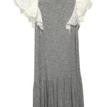 Rebecca Taylor White Eyelet Flutter Sleeve Tiered Mini Tee Dress Grey Casual XS Photo 3