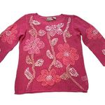 Sigrid Olsen  Pink Floral Hand Knitted Pullover Sweater, Sz Medium Photo 8