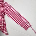 Gap  Gingham Button-Up Shirt Cotton Hot Pink and White Checkered Top Blouse XL Photo 6