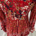 Aratta Silent Journey Red Floral Embellished Button Down Shirt Photo 9