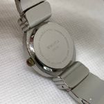 Women silver gold tone cuff bangle bracelet watch 25mm oval mop 7.5” running Photo 6