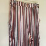 Soulmates satin striped pants elastic waist belted pink grey women’s size M Photo 3