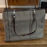 Ralph Lauren Lauren Brown Vintage Houndstooth Canvas Tote Bag Size 14x10.5x5" Photo 1
