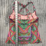 Laundry by Shelli Segal Laundry Shelli Segal Tankini Top Womens M Pink Green Geometric Strappy Swimsuit Photo 6