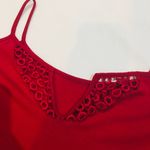Red Crochet Lace Cold Shoulder Cami Peplum Flare Dress Top Size M Photo 3