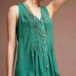 Maeve Anthropologie  Saona pin tuck Tank‎ Top green Xsmall Photo 0