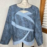 VTG Cheetah Denim Cut Out Blouse Blue Size 14 Photo 0