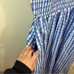 Crown & Ivy  Blue White Gingham Sleeveless Smocked Dress 8 NWT Midi Photo 6