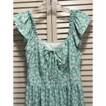 No Boundaries  Green/White Floral Sun‎ Dress Ruffle Straps Size M High/Low Photo 1