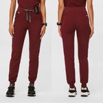 FIGS Women’s High Waisted Zamora Jogger Scrub Pants Pull On in Burgundy ST Photo 1