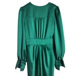 Ramy Brook Madeline Green Satin Plunge Neck Long Sleeve Gown Size 8 Photo 11