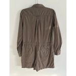 Lands' End  Jumpsuit Womens 8 Brown Linen 3" Shorts Utility Long Sleeve Romper Photo 1