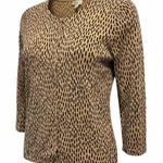 Garnet Hill Signature Eco Merino Wool Cardigan Size Small S Leopard Animal Print Photo 0