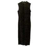 VTG Y2K Size S Midi Dress Rendezvous Cheetah Leopard Fuzzy Sleeveless Mock Neck Brown Photo 5