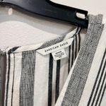 American Eagle Striped Wide Leg Jumpsuit Belted V Neck Cotton Linen Blend Sz M Photo 6