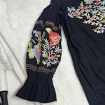 Free People  Mini Dress SP Fleur Du Jour Black Off Shoulder Embroidered Photo 9