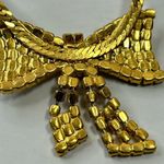 Vintage 80’s gold tone herringbone rhinestone bow necklace 17” Photo 2