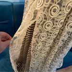 Fracomina lace maxi skirt 42 s small beige EUC striped lined slit Size 2 Photo 3