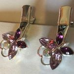 NEW SILVER PINK AND PURPLE BUTTERFLY JEWELED HAIR CLIPS Photo 2