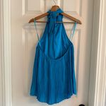 Alice + Olivia Blue Pleated Halter Blouse Photo 4