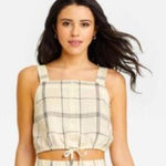 A New Day Apron Tank Windowpane Drawstring Waist Crop Size Small Photo 0