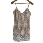 Lulu's Mini Dress White Crochet Lace Bodycon Medium Cocktail Party Night‎ Out Tan Photo 1