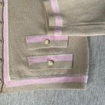 St. John Santana Preppy Classic Knit Sweater Tan Pink Button Up 8 Medium Photo 3