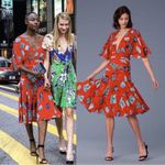 Diane Von Furstenberg DVF • Flutter Sleeve Cinched Waist Dress mesh midi Asher Vermillion floral print Photo 5