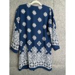Portocruz Navy White Boho Floral Print Tunic Cover Up XL Tasseled V Photo 2