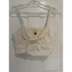 Universal Threads Universal Thread Tie-Front Crop Top Smocked Sleeveless‎ Casual White Linen M Photo 3
