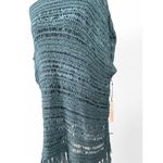 New One Size S M L XL Swim Cover Up Aqua Open Knit Fringe Tunic Sweater Top NWT Blue Photo 2