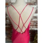 ZARA Fuchsia Pink Satin Cami Strappy Midi Dress Size S Photo 3
