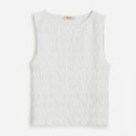Madewell Smocked Boatneck Tank Linen Blend Women’s Sz L Coastal Chic New Photo 4