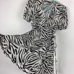 ZARA Zebra Print Puff Sleeve Linen Wrap Mini Dress Small Photo 11