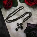 1pc Black Religious Christian Cross‎ Fashion Obsidian Style Pendant Necklace Photo 1