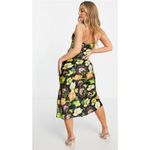 ASOS DESIGN satin midi slip dress in dark based floral print Size 4 Green Photo 2