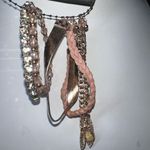 Set of Four Boho Rose Gold Tone‎ Charm, Rhinestone and Leather Bracelets Pink Photo 3