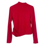 Peruvian Connection Red Pima Cotton Mock Neck Ruched Top Sz L Size L Photo 5