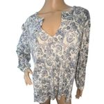Lucky Brand Damask Patterned Loose Fit V-Neck Long Sleeve Shirt Photo 0