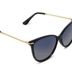 Panama Jack Polarized Women's Cat Eye Sunglasses Black With Gold Roped Arms New Photo 1